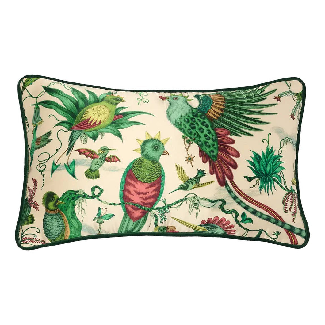 Quetzal Silk Bolster Pillow in Ivory