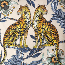 Load image into Gallery viewer, Lovebird Leopards Pillow - Silk - Tanzanite
