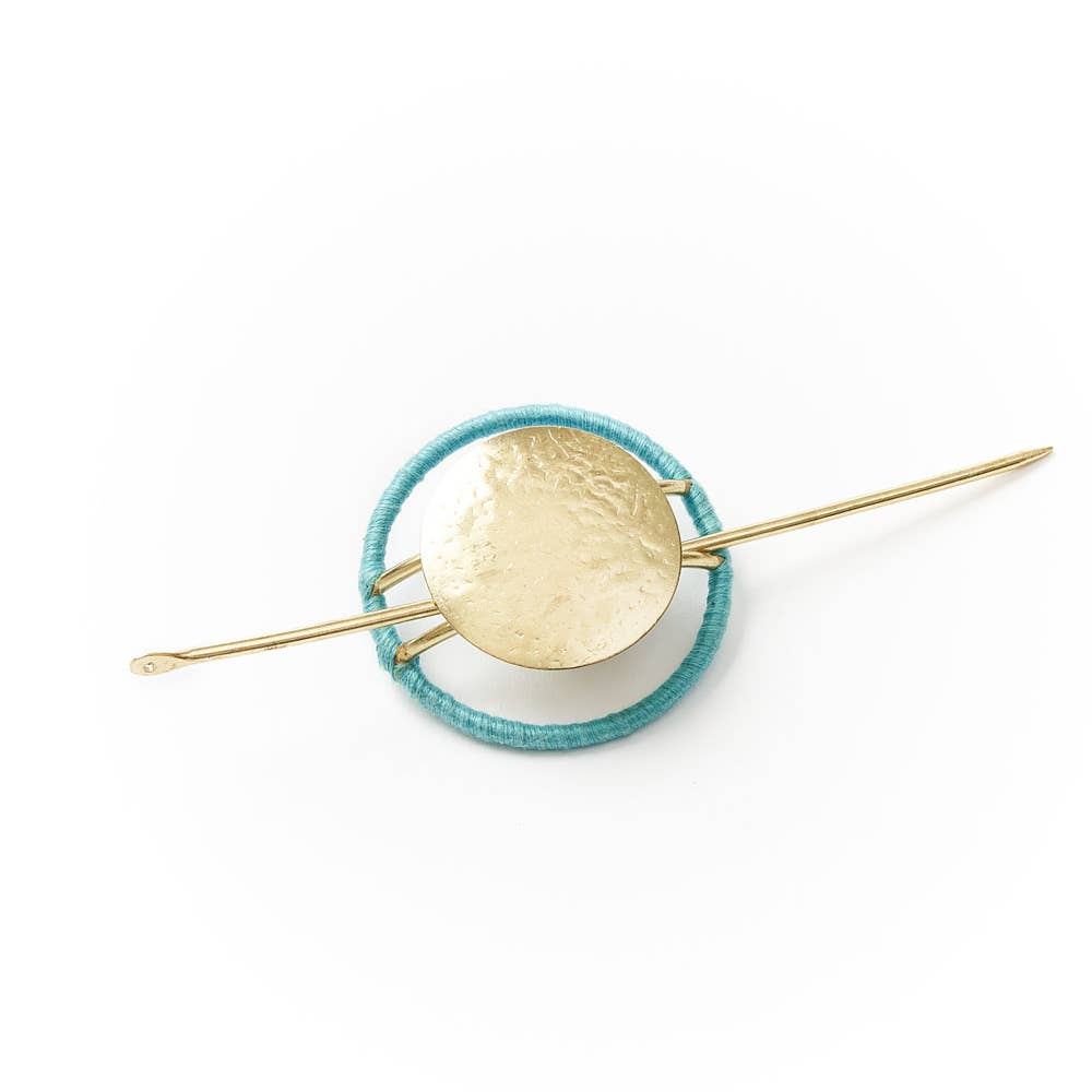Kaia Hair Slide with Stick - Blue Thread Wrapped