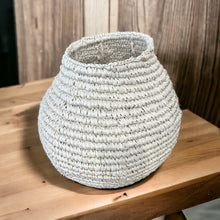 Load image into Gallery viewer, Hand Woven White Raffia Vase/Basket
