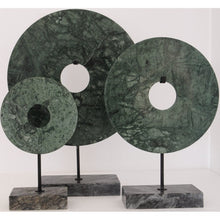 Load image into Gallery viewer, Medium Marble Green Disk on Stand
