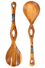 Load image into Gallery viewer, Kenyan Olive Wood Eyelet Salad Set