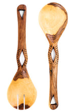 Load image into Gallery viewer, Kenyan Olive Wood Eyelet Salad Set