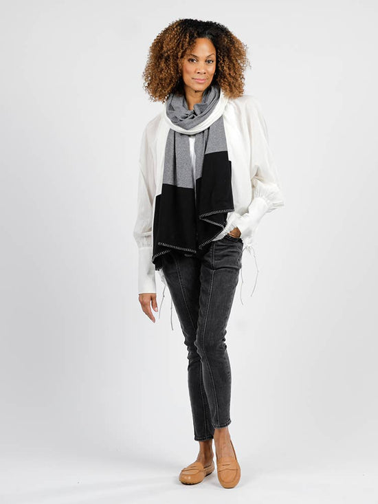 Dreamsoft Organic Cotton Travel Scarf - Gray Colorblock
