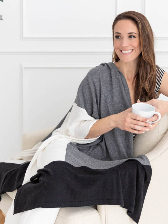 Dreamsoft Organic Cotton Travel Scarf - Gray Colorblock