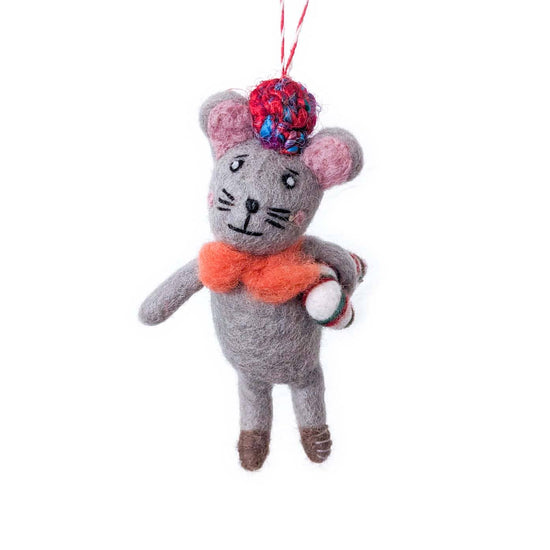 Cesar the Candy Cane Mouse Eco Ornaments