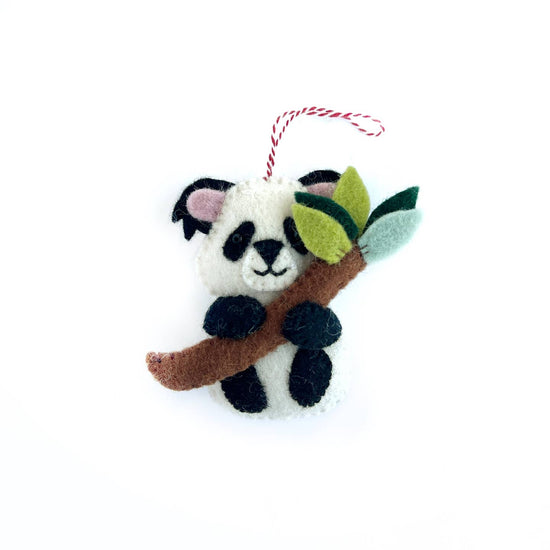 Panda with Bamboo Felt Wool Christmas Ornament