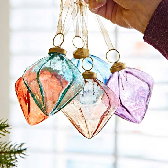 Recycled Glass Colorful Bauble Ornaments