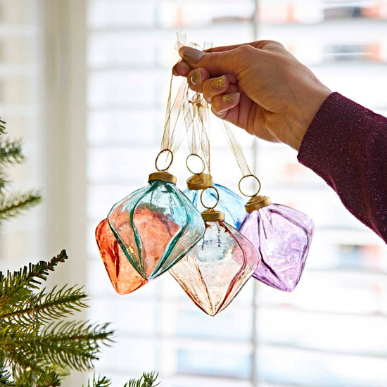 Recycled Glass Colorful Bauble Ornaments