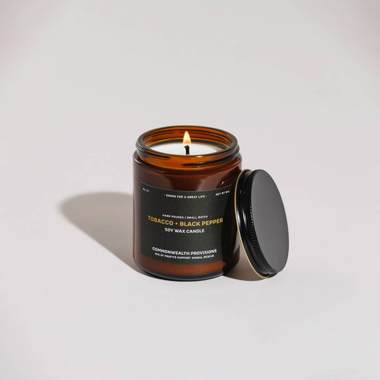 Soy Candle - Tobacco + Black Pepper