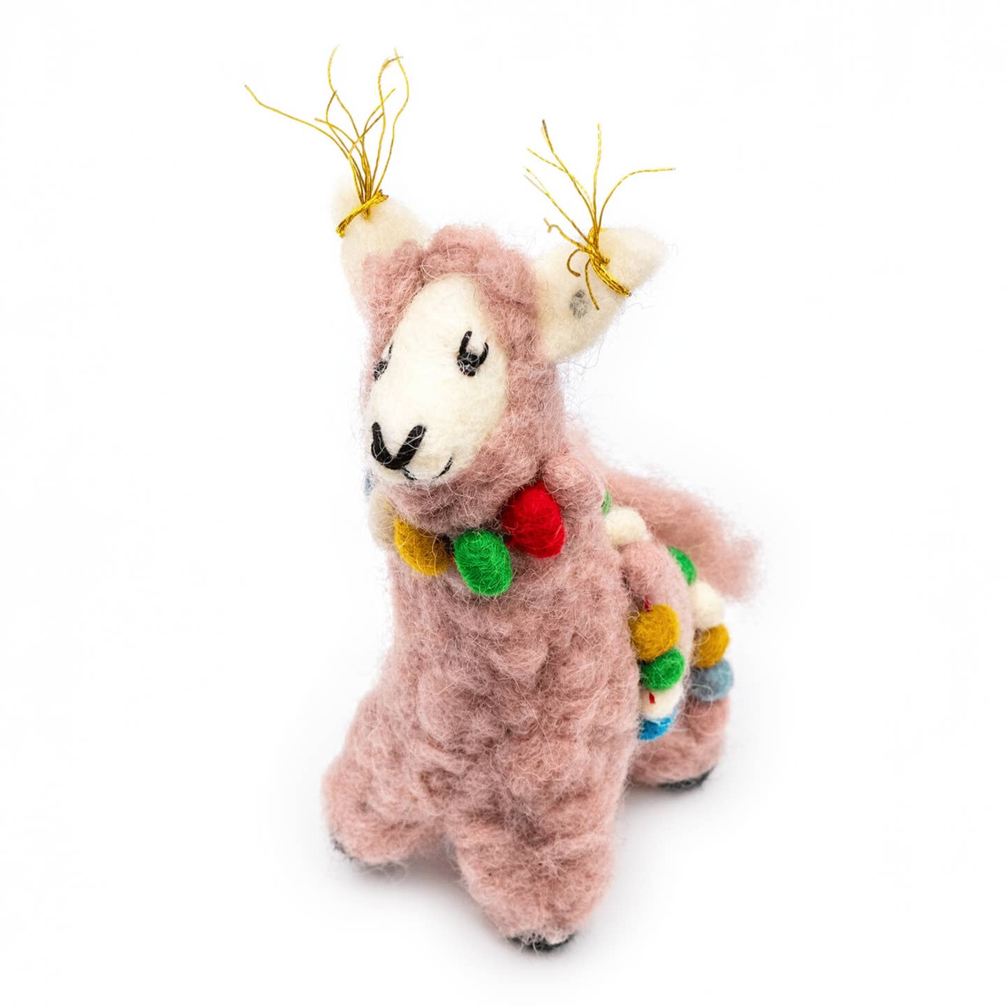 Felt Wool Llama Eco Ornament - Lalla the Pink Llama
