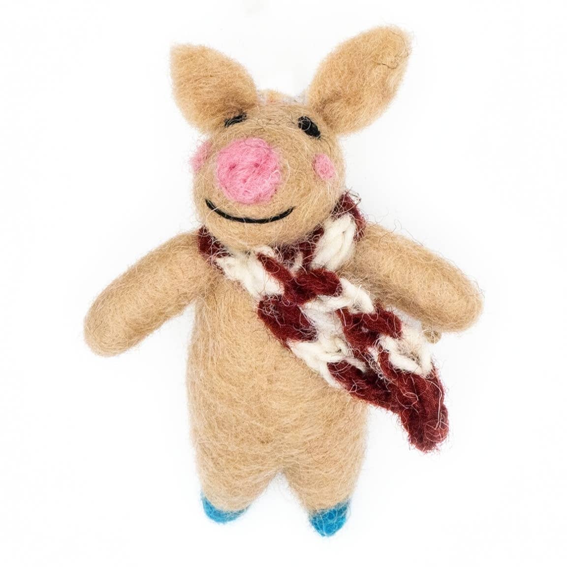 Felt Wool Holiday Ornament - Happy Pig