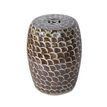 Load image into Gallery viewer, Rustic Brown Fish Scale Porcelain Garden Stool
