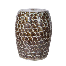 Load image into Gallery viewer, Rustic Brown Fish Scale Porcelain Garden Stool
