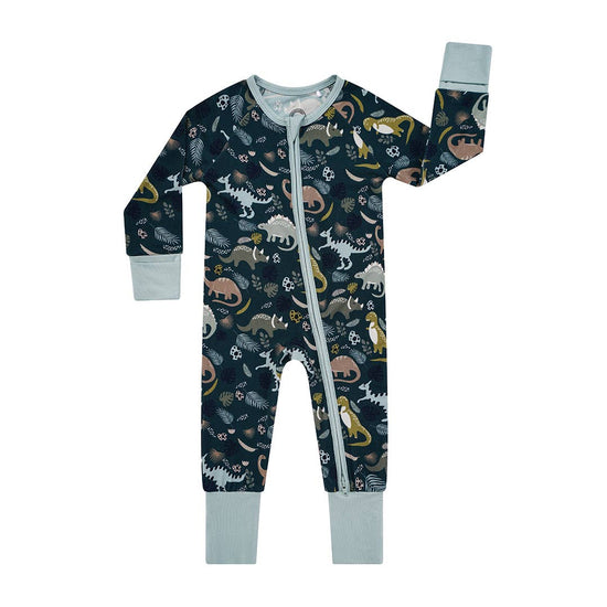 Prehistoric Dinosaur Pajama Bamboo Baby Pajamas Convertible Romper