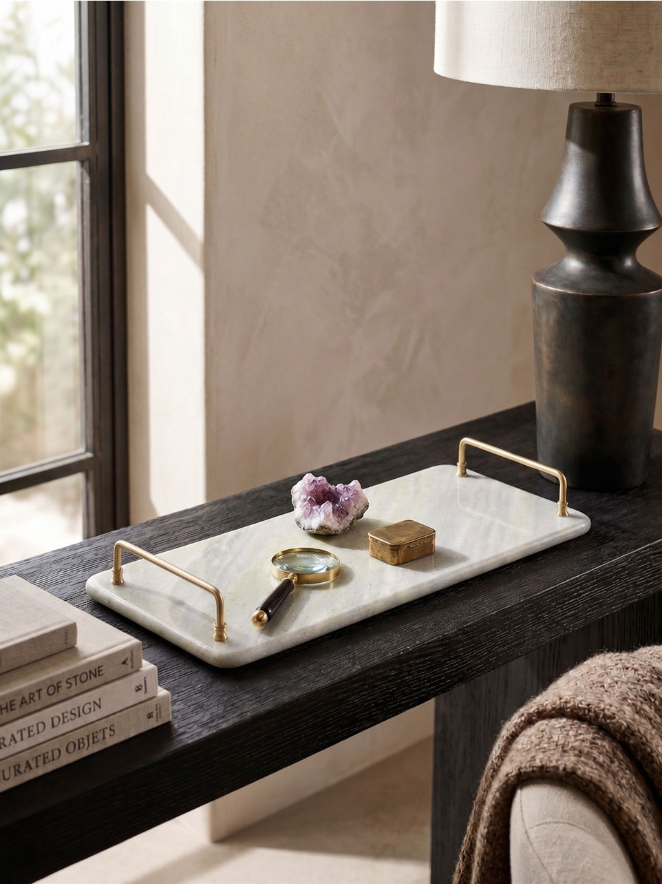 Osaka Onyx Tray with Gold Handles