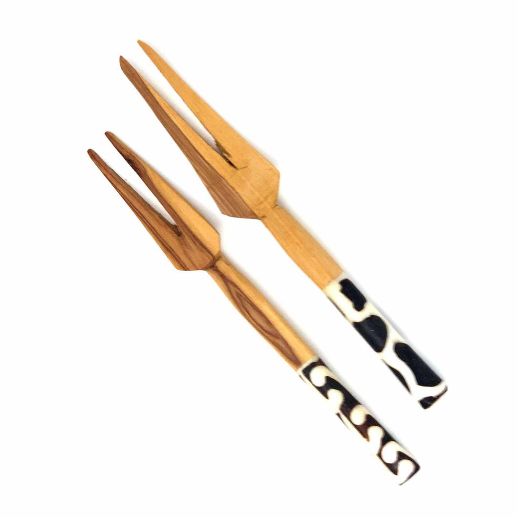 Olive Wood Appetizer Fork, Set of 2
