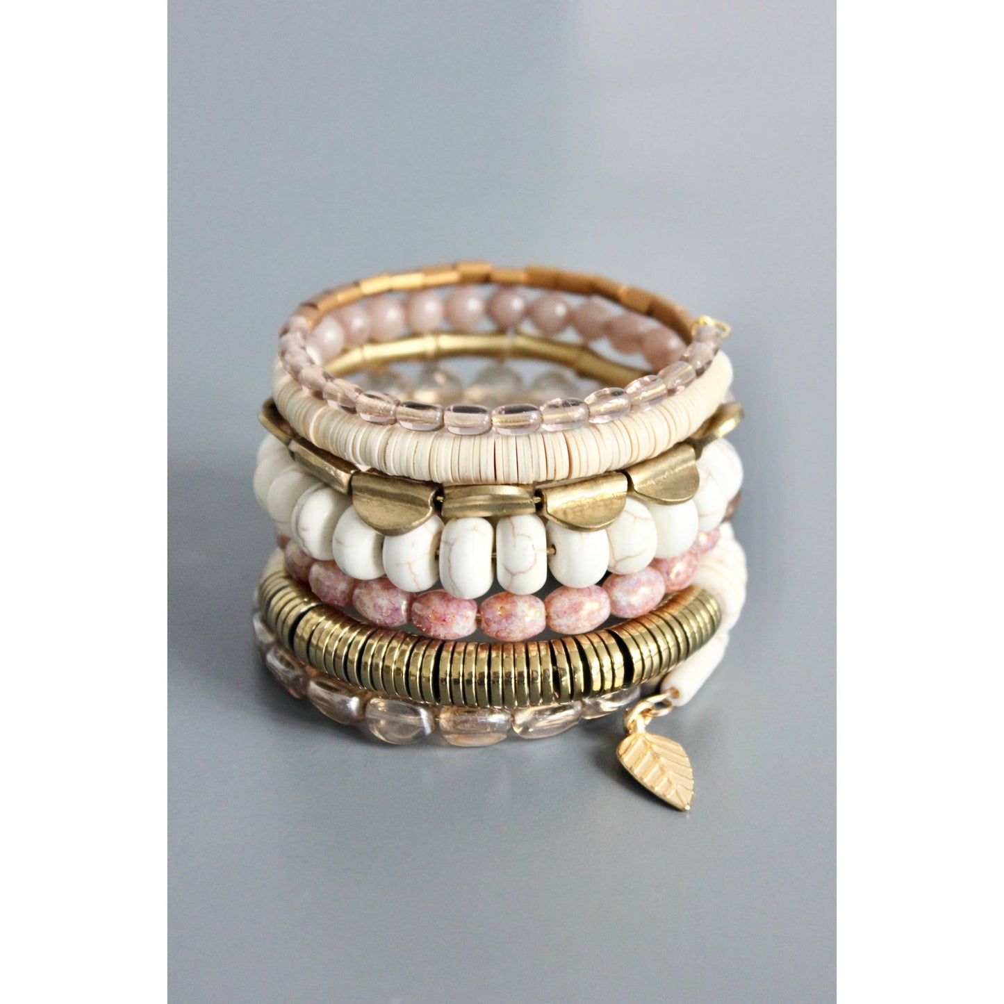 Mauve and White Wrap Bracelet