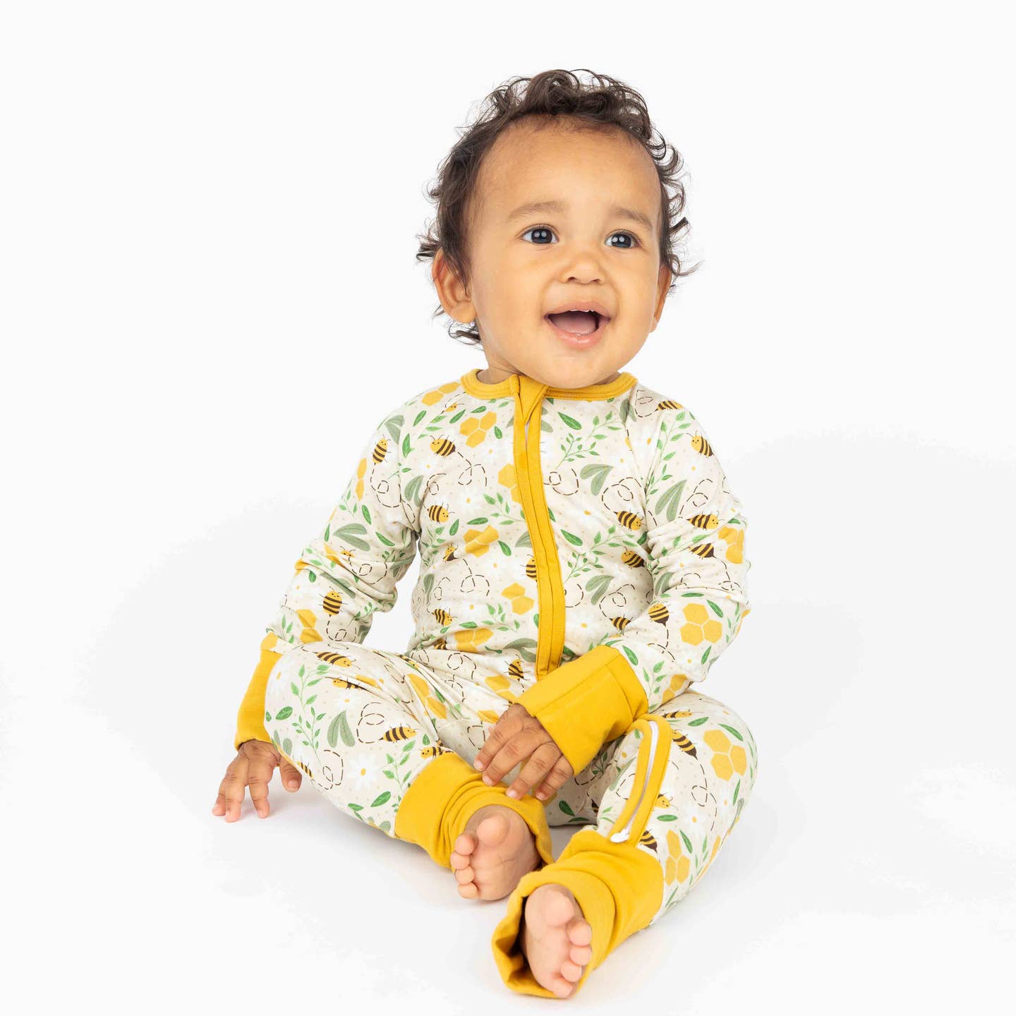 Happy Honey Bees Bamboo Convertible Baby Pajamas
