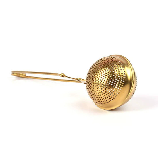 Gold Snap Ball Tea Infuser - Stainless Steel Handle Strainer