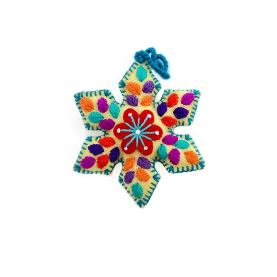 Colorful Embroidered Pointed Snowflake Christmas Ornament