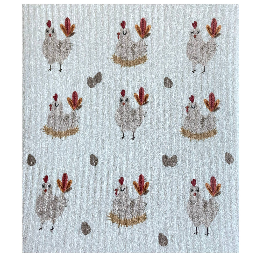 Chicken Pattern Swedish Dishcloth