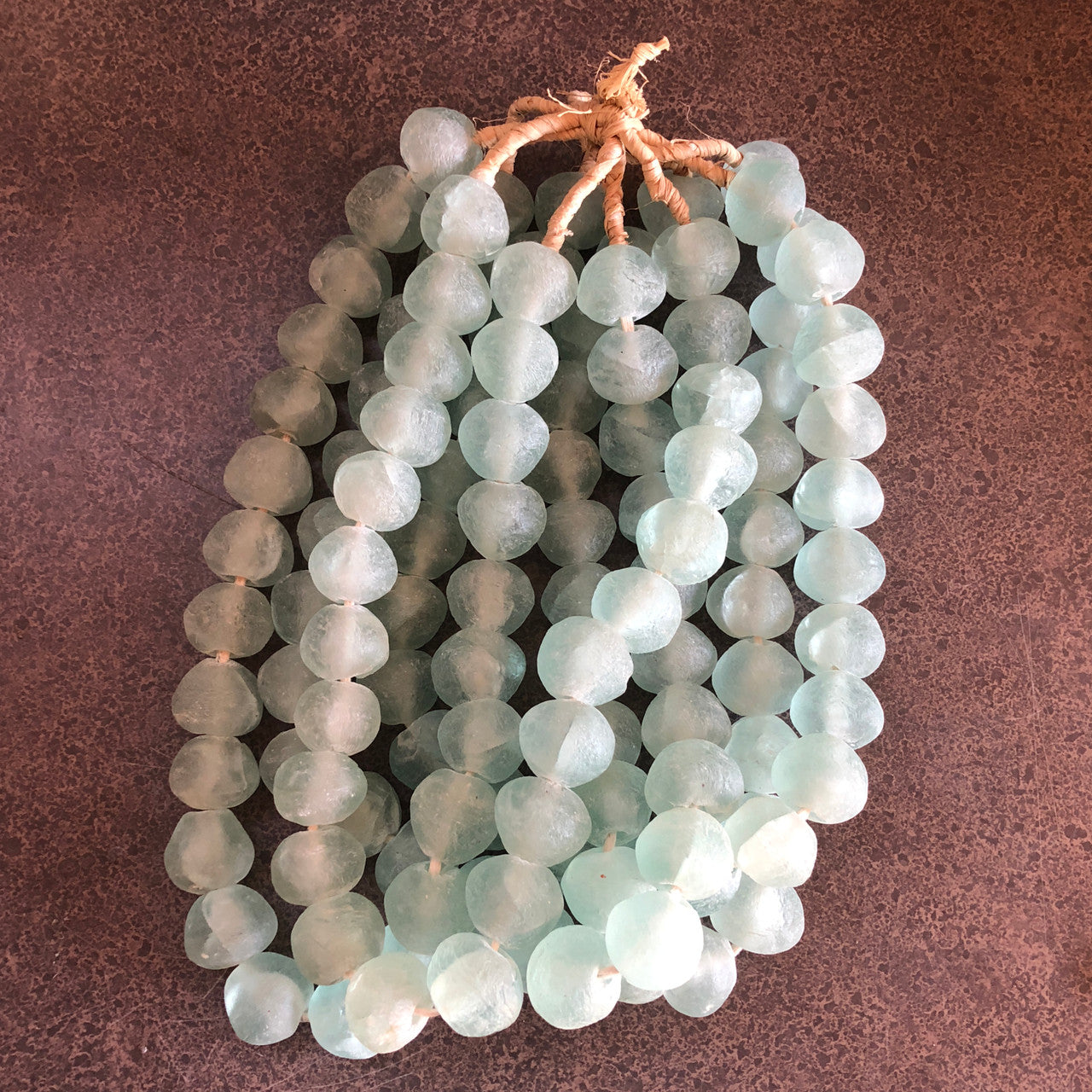 Vintage Sea Glass Beads Aqua White