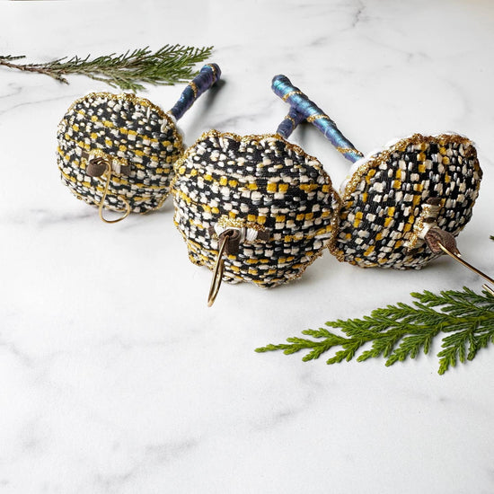 Glitter Mushroom Ornament - Chartreuse and Teal