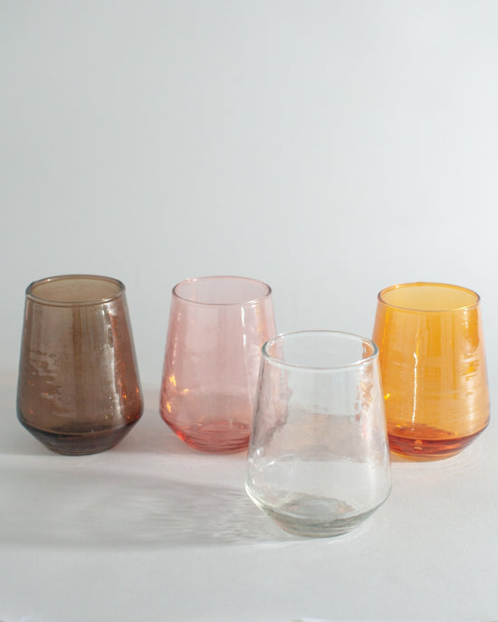 Handblown Hammered Glass Water Tumbler | Pair of 2
