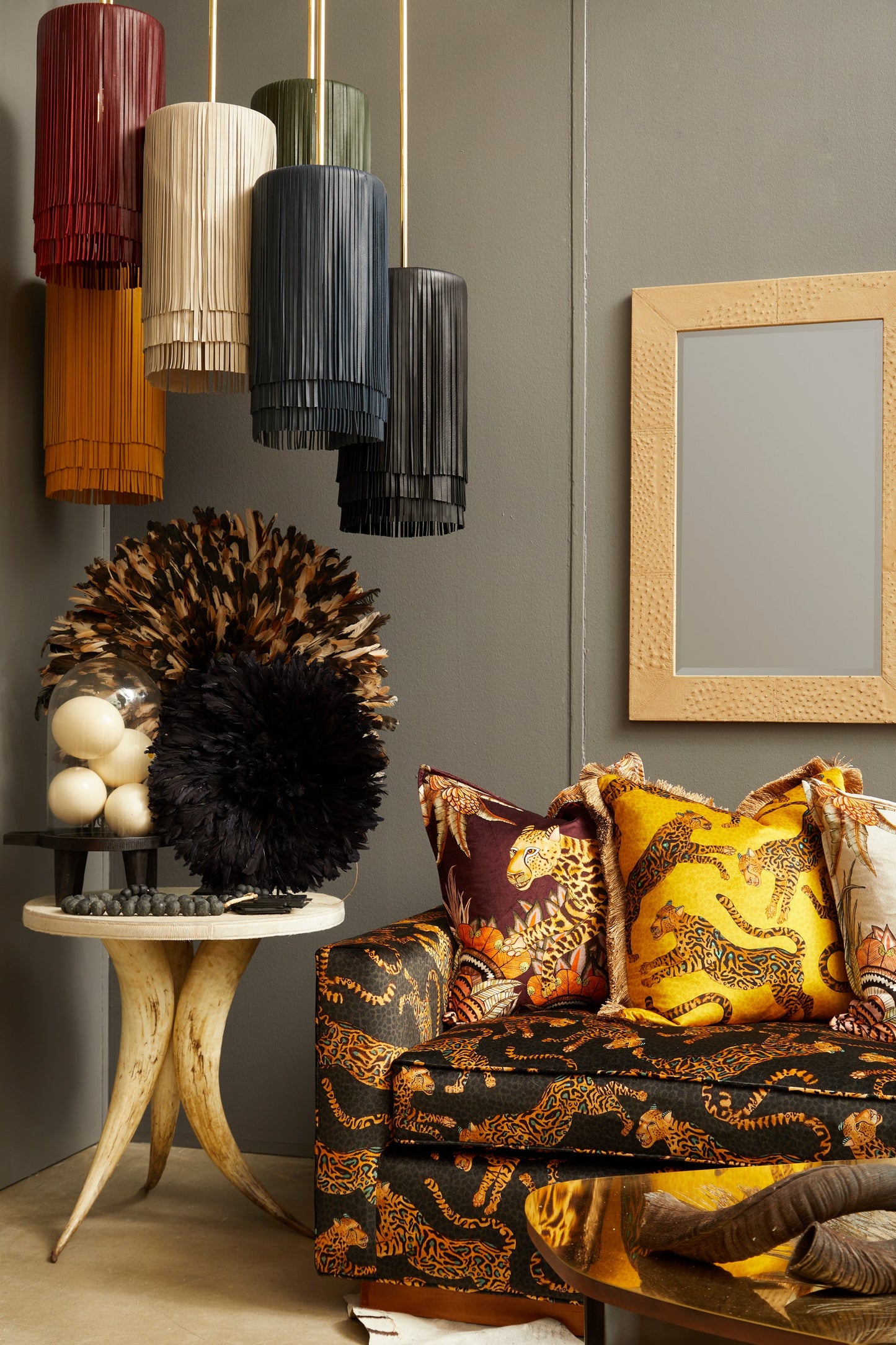 Juju Feather Hat Displayed On Stand - 20" Natural