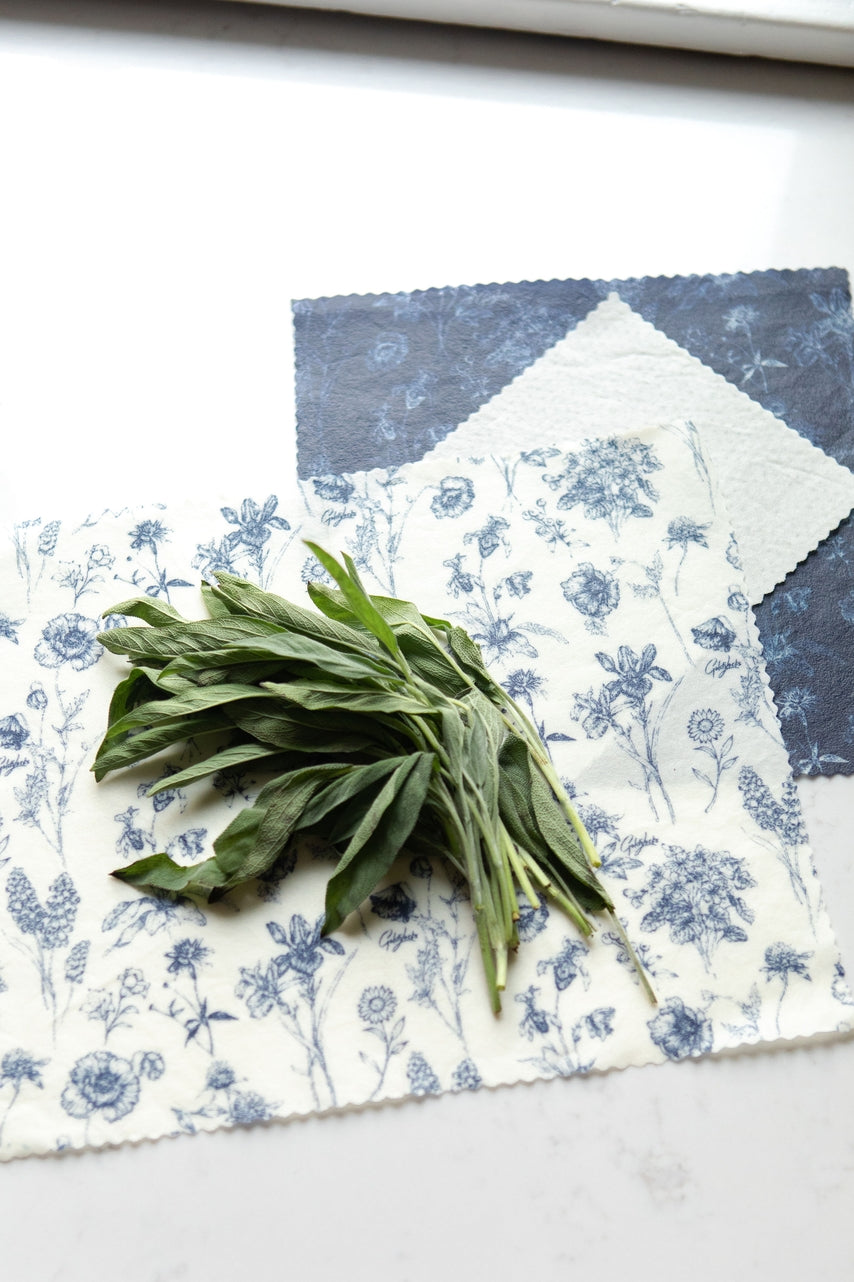 Beeswax Food Wraps: Vintage Botany Set of 3