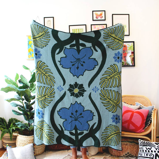 Tropical Art Deco Knit Blanket