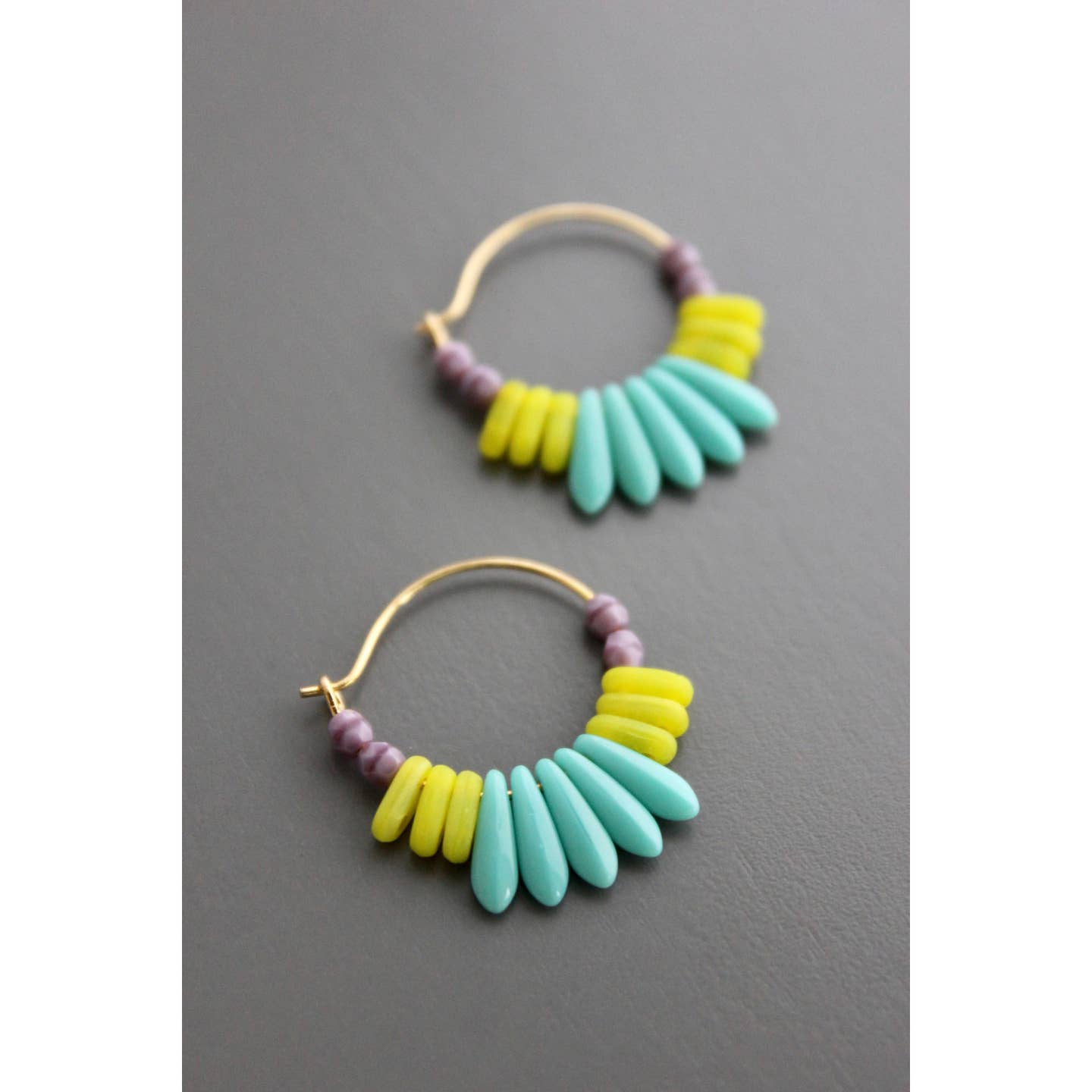 Turquoise, Lavender & Neon Glow Hoops