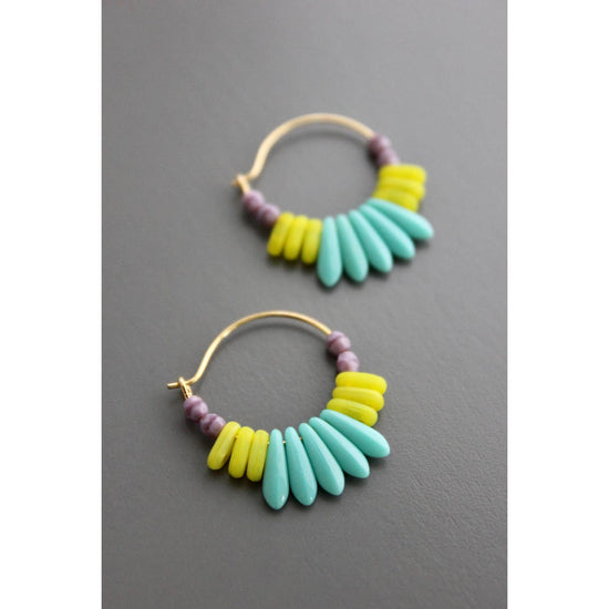 Turquoise, Lavender & Neon Glow Hoops