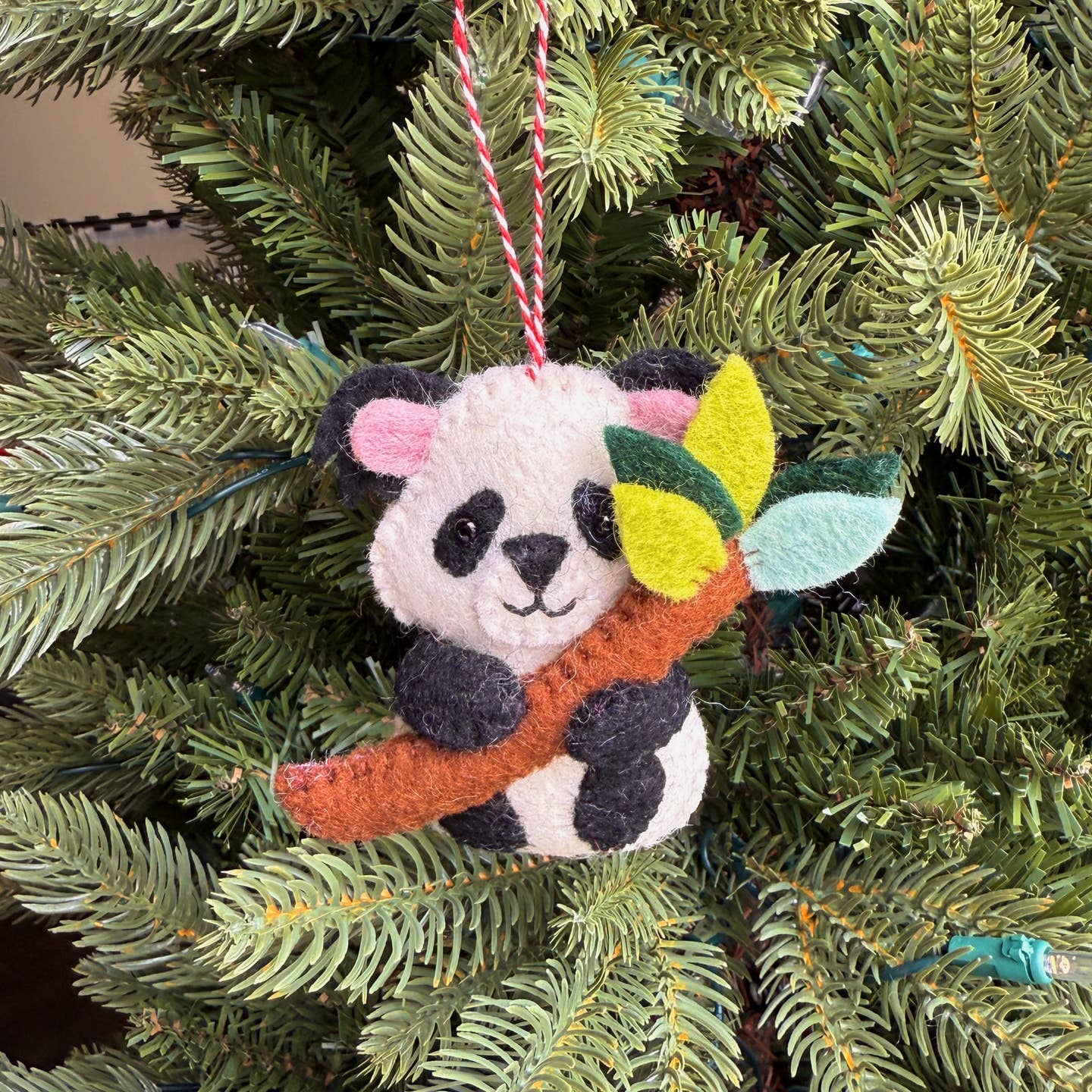 Panda with Bamboo Felt Wool Christmas Ornament