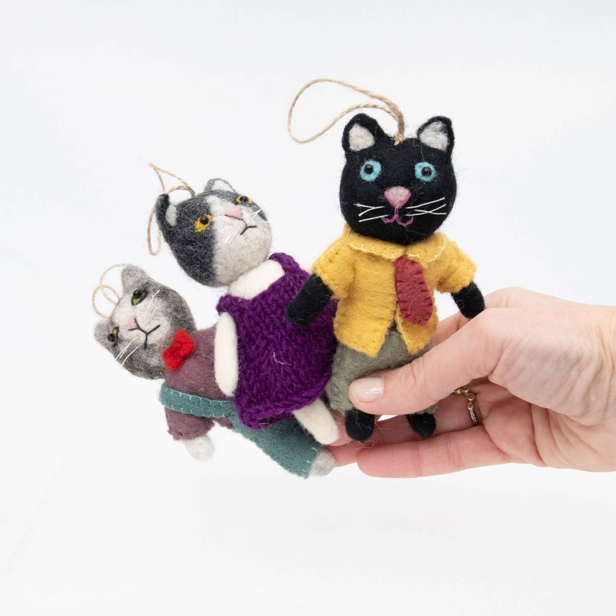 Dapper Cat Felt Ornaments