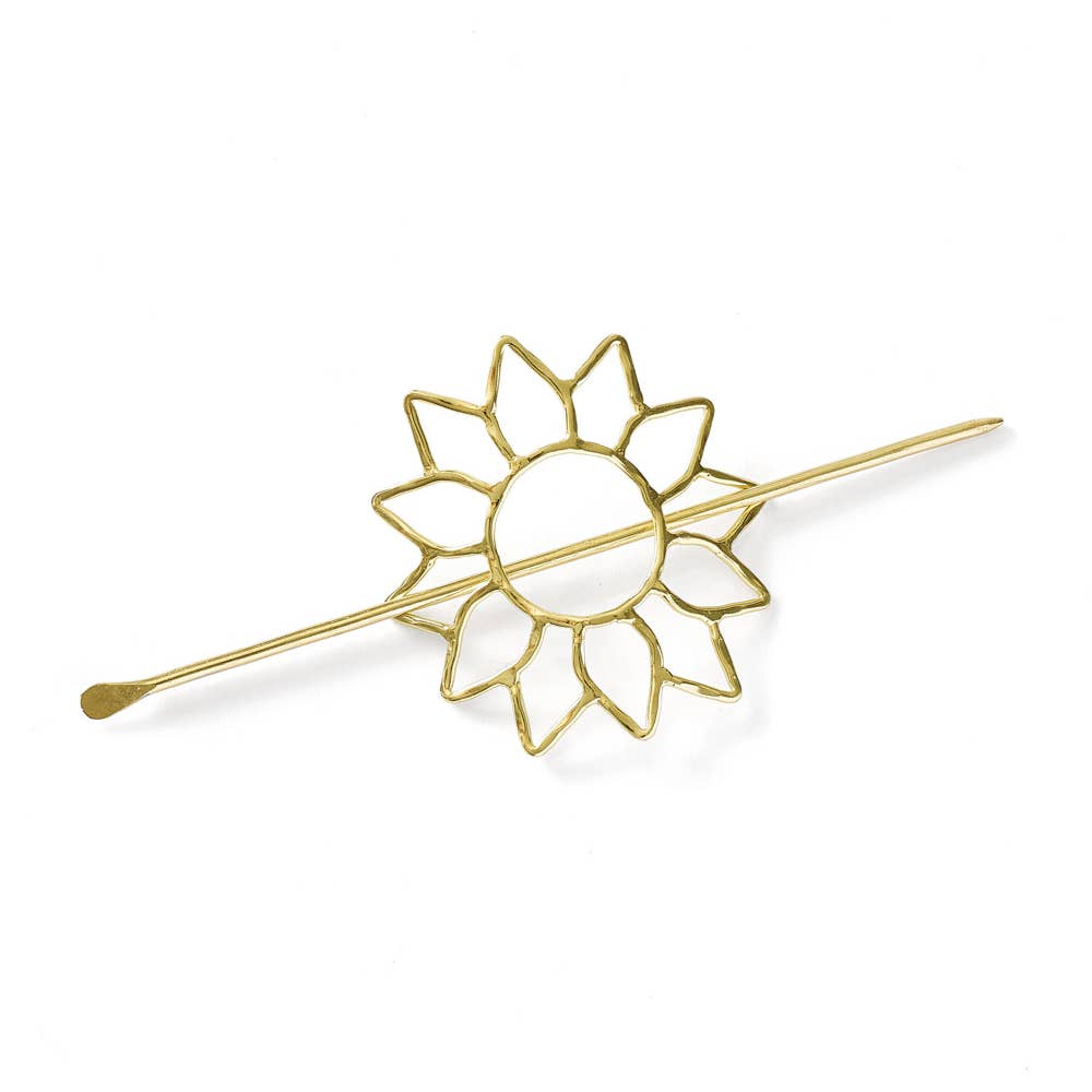 Suryamukhi Sunflower Hair Pin - Slide with Stick - Gold