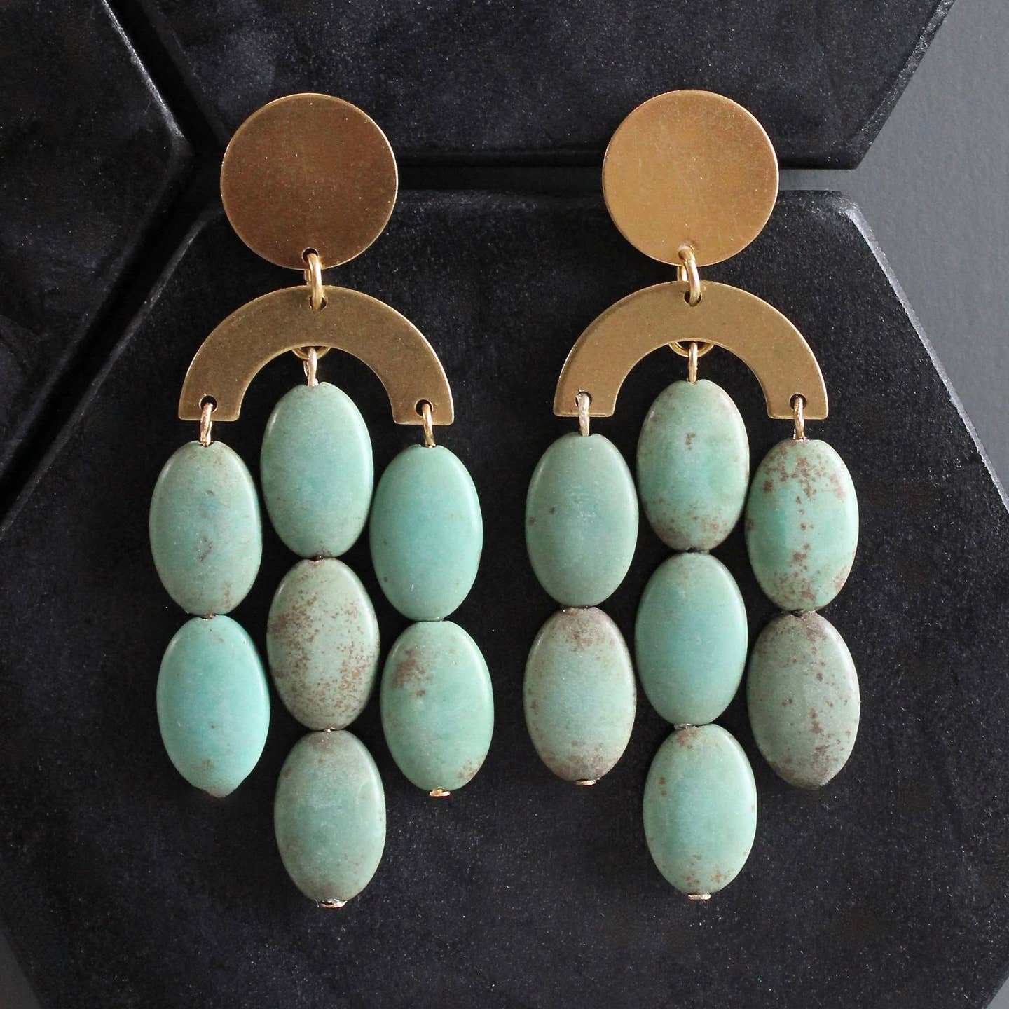 Turquoise Statement Artdeco Post Earrings
