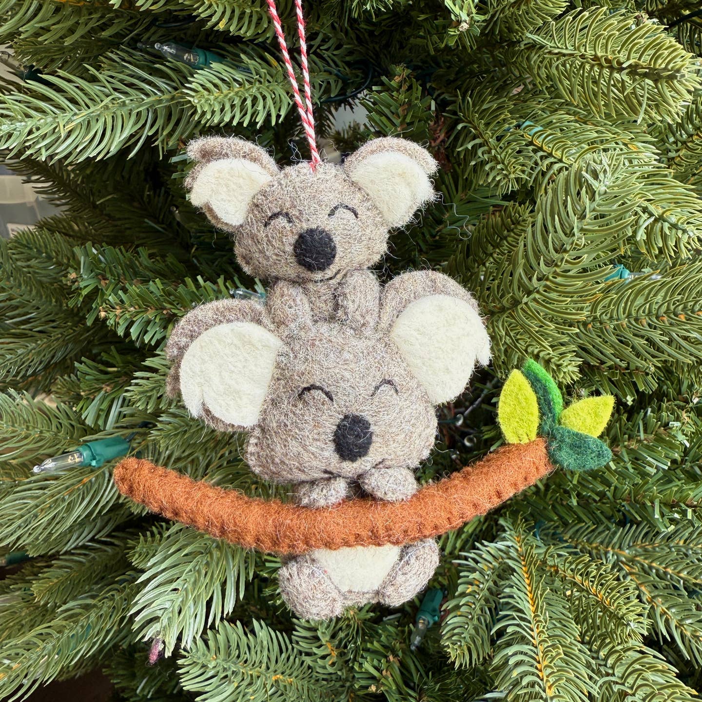 Koala Mom and Baby Felt Wool Christmas Ornament