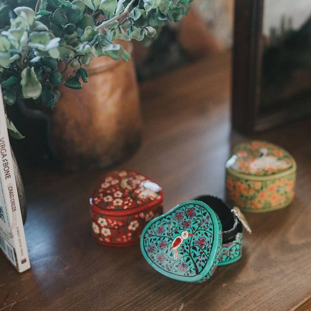 Paradise Hearts Paper Mache Boxes - Assorted