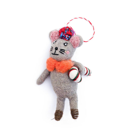 Cesar the Candy Cane Mouse Eco Ornaments