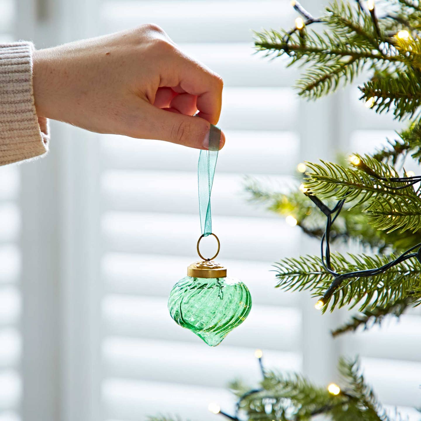 Keya Coloured Recycled Glass Raindrop Baubles