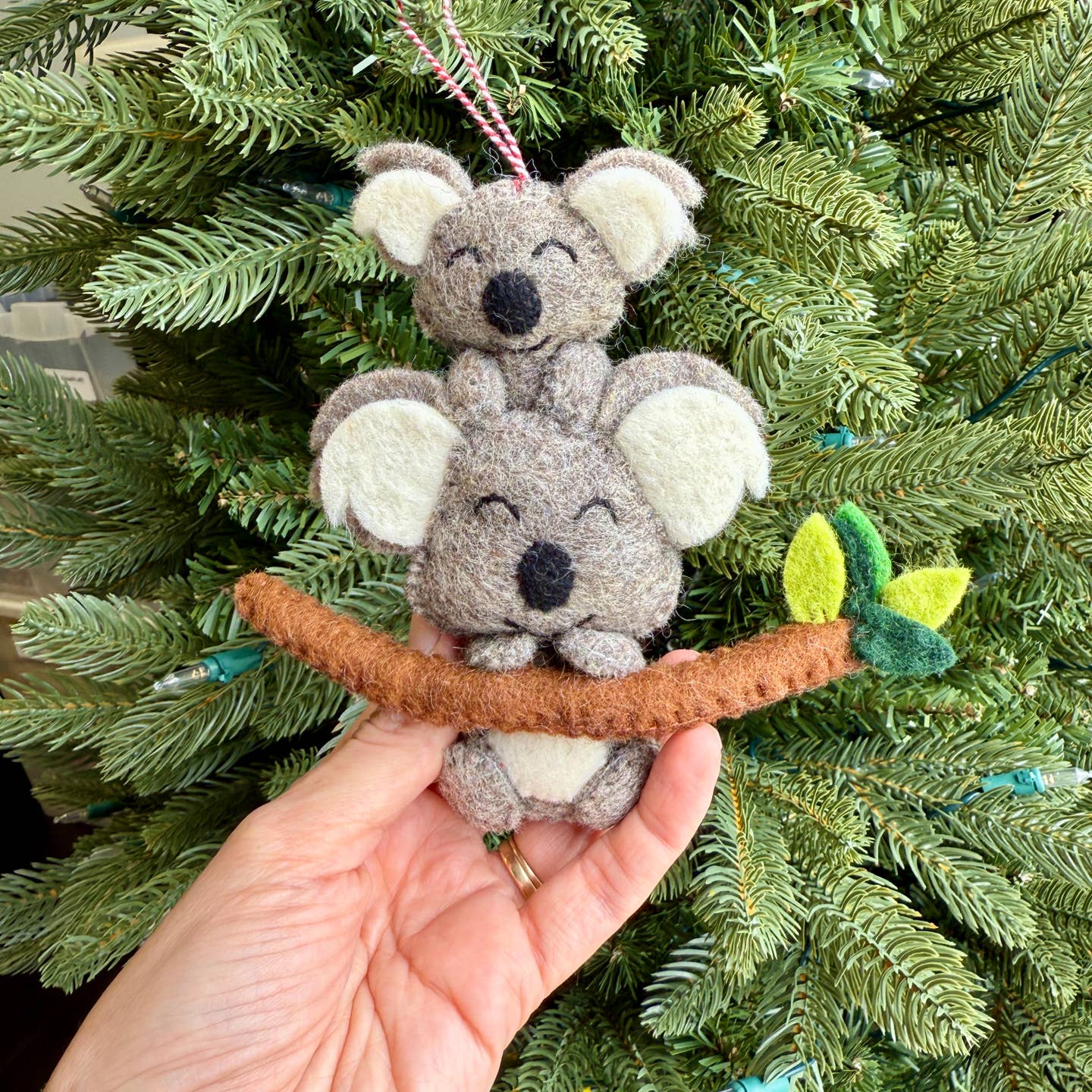 Koala Mom and Baby Felt Wool Christmas Ornament