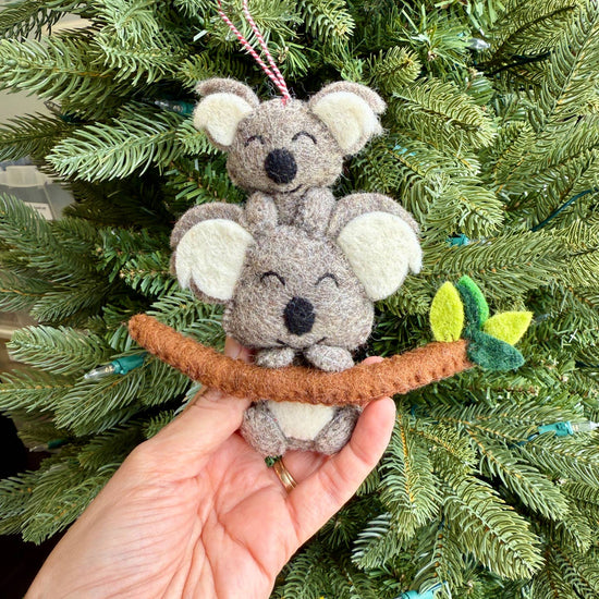 Koala Mom and Baby Felt Wool Christmas Ornament