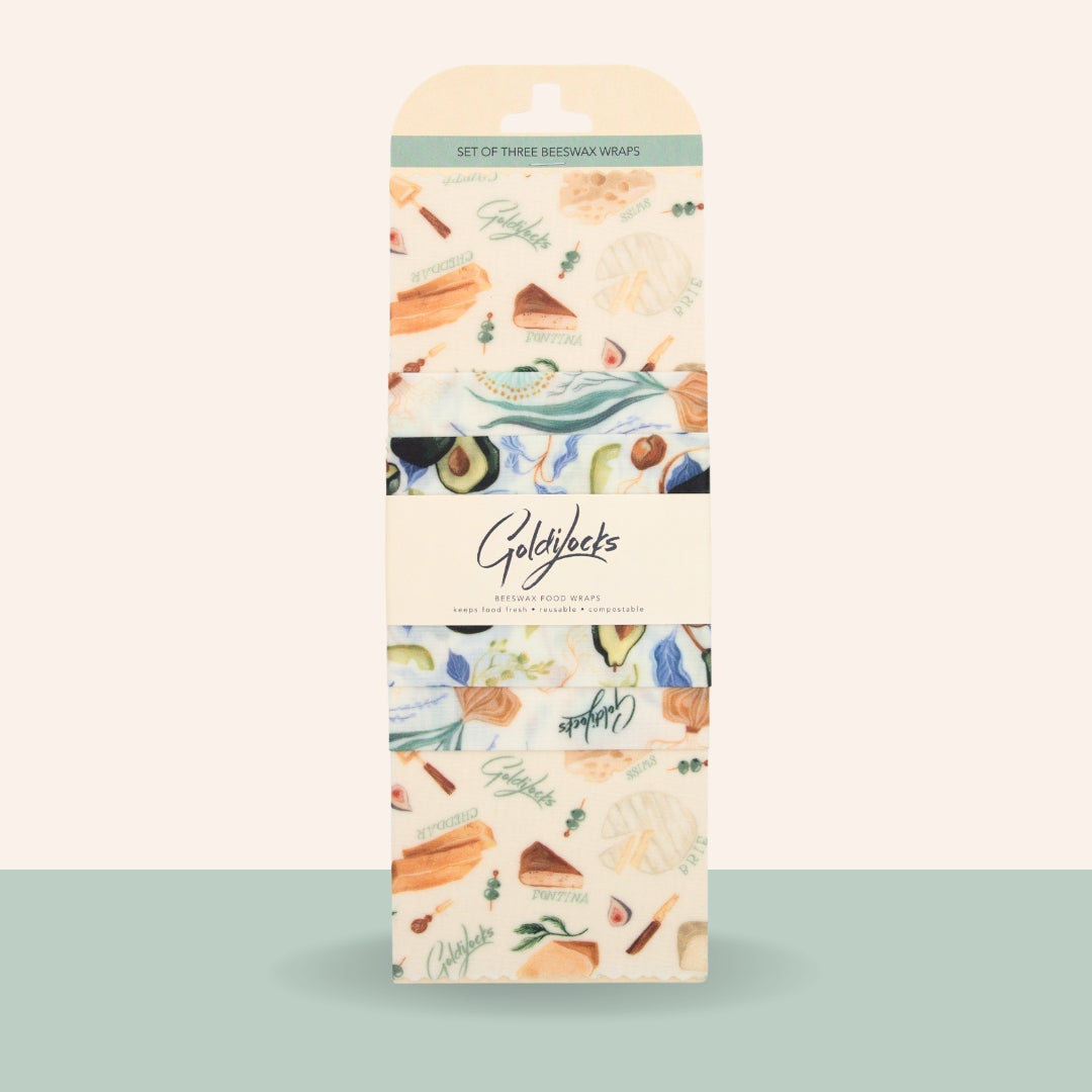 Beeswax Food Wraps: Avo, Cheese & Onion Set of 3