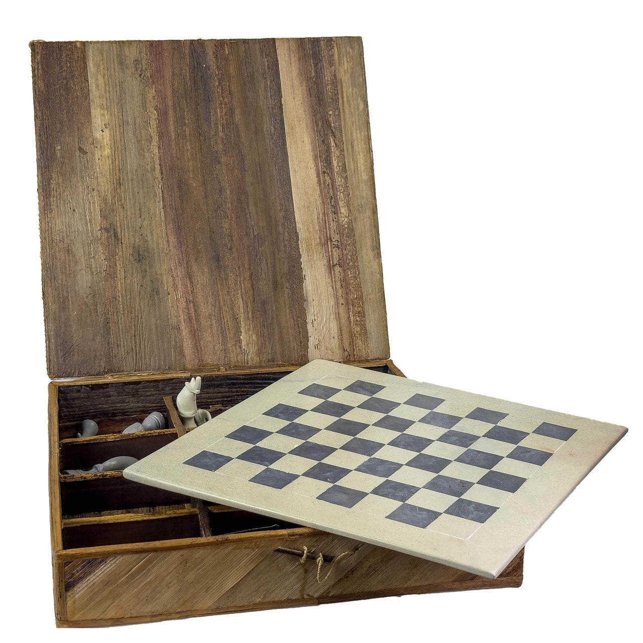 Hand-Carved Soapstone Chess Set in Box - Safari Animal - Grey