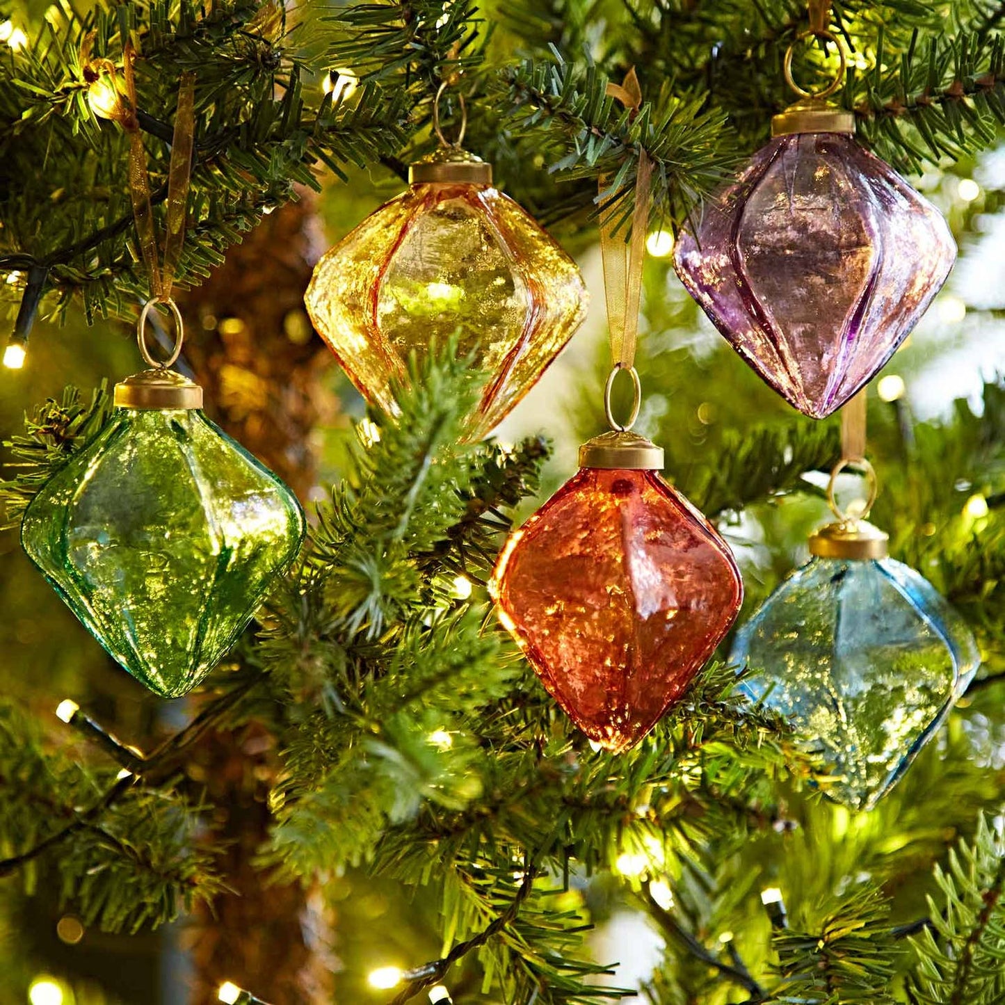 Recycled Glass Colorful Bauble Ornaments