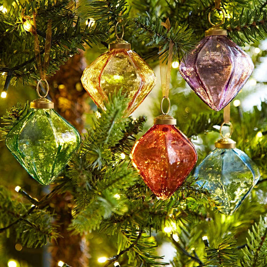 Recycled Glass Colorful Bauble Ornaments