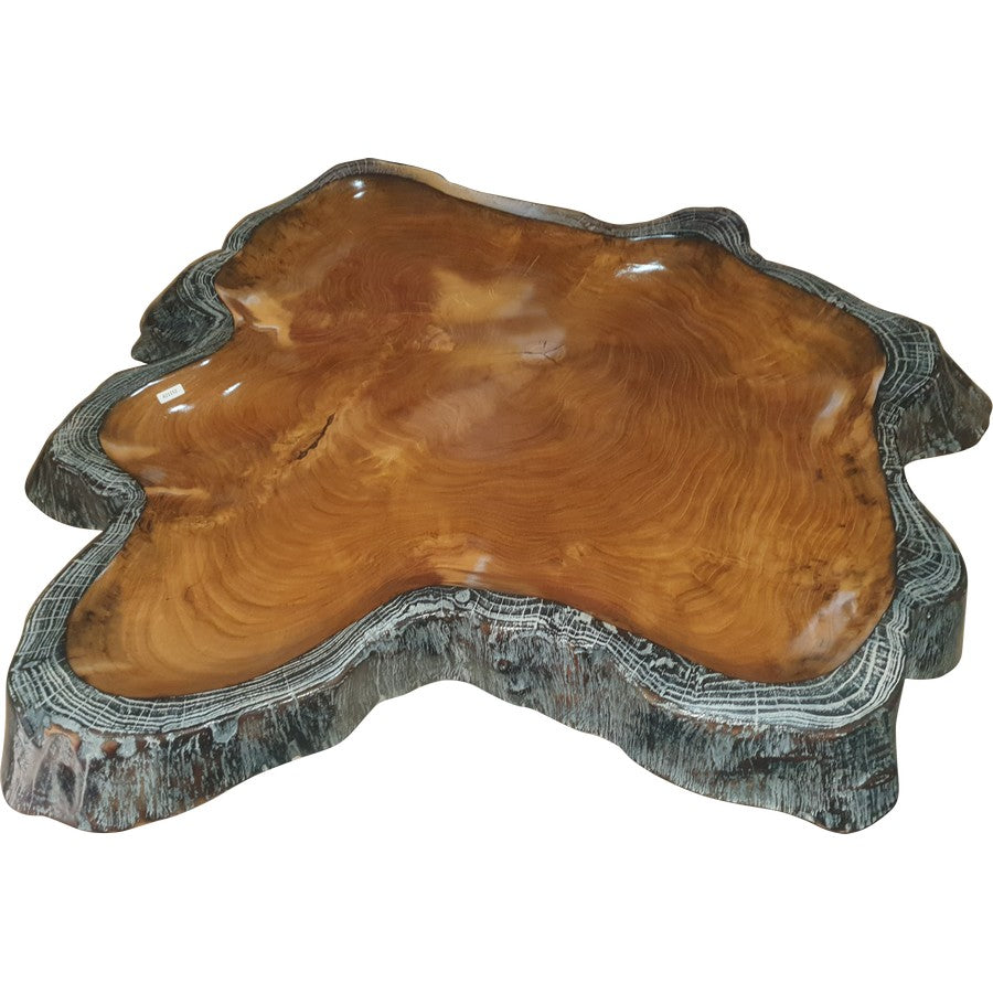 Irregular Natural Teak Root Bowl with White Wash