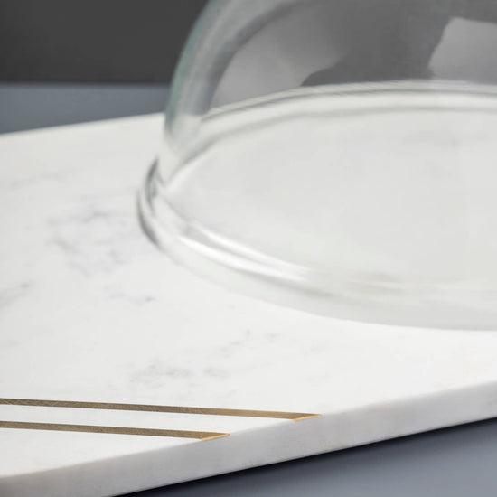 Bavaria Marble Cheese Board with Glass Cloche